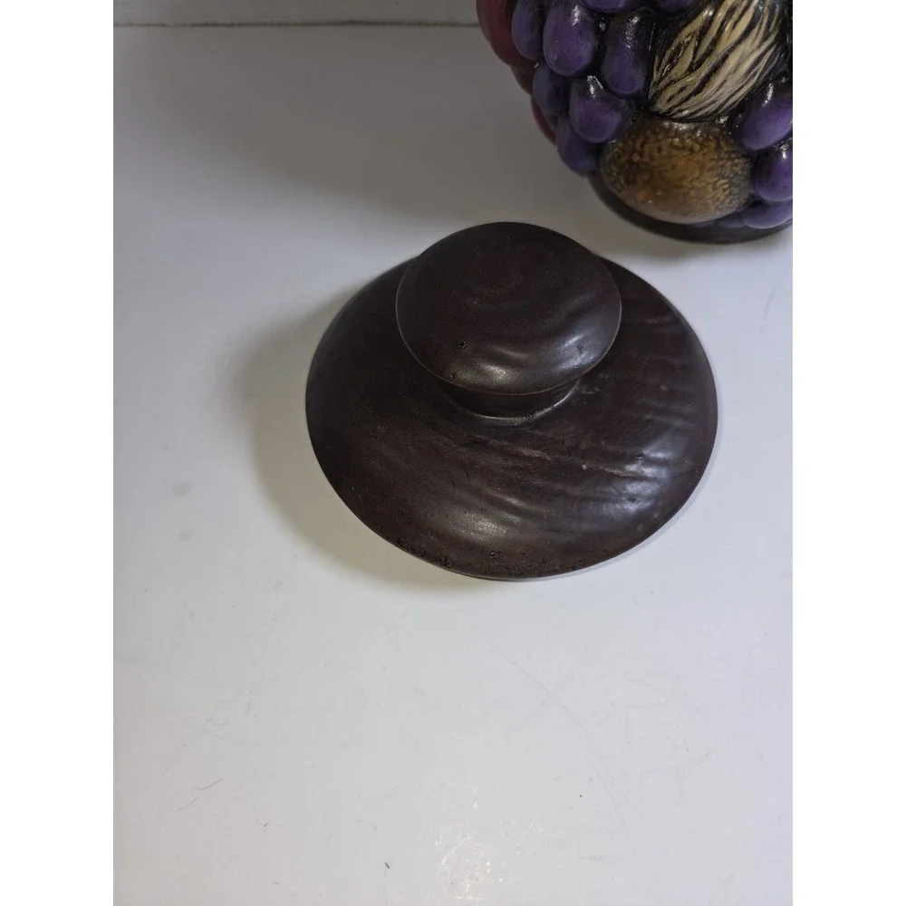 VINTAGE CERAMIC COOKIE JAR FRUIT BUNCH NUT HAND PAINTED